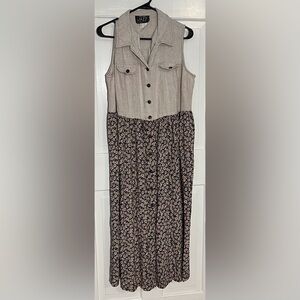 90s tan and daisy Button-Down duster Dress